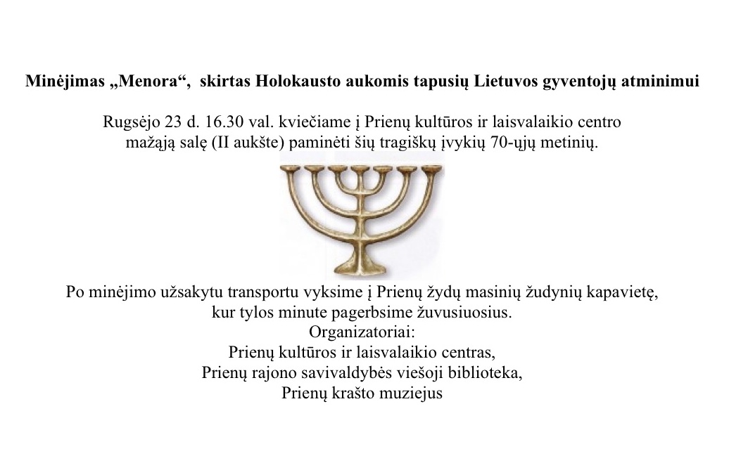 Minėjimas „Menora“, skirtas Holokausto aukomis tapusių Lietuvos gyventojų atminimui