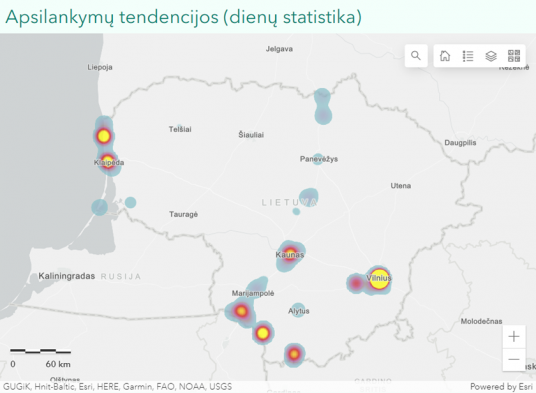 Lankytojų iš Lenkijos dažniausiai lankomos vietovės pagal 2022 m. rugpjūčio mėn. duomenis
